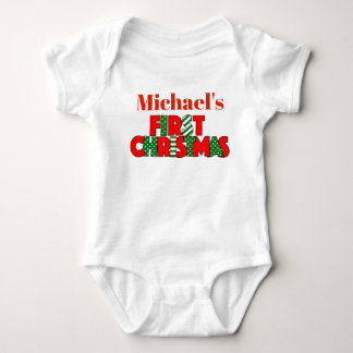 Baby Rood en Groen Eerste Kerstmis Romper
