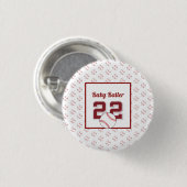 Baby rood en wit ronde button 3,2 cm (Voorkant /achterkant)