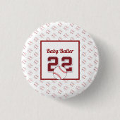 Baby rood en wit ronde button 3,2 cm (Voorkant)
