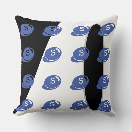 Baby RoomCUTE_BLUE_WHITE_BLACK_GRAY RMDESIGNFLO55 Kussen (Voorkant)