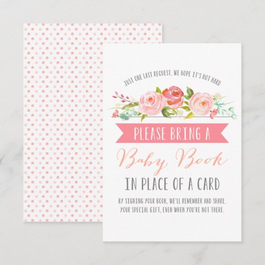 Baby roos banner | Baby shower Informatiekaartje (Voorkant / Achterkant)