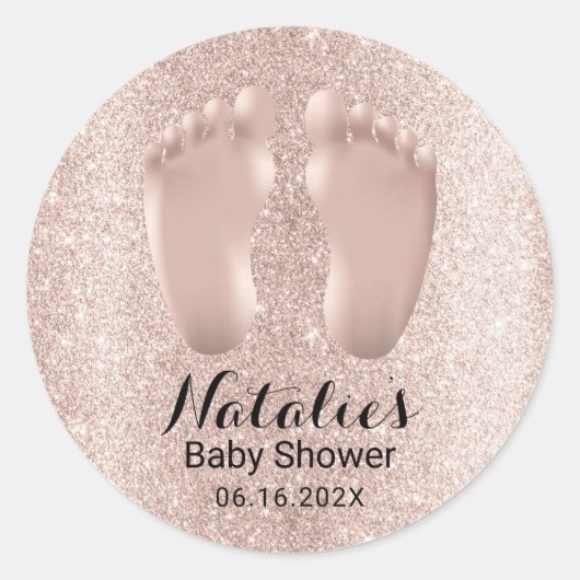 Baby Roos Gold Baby shower - Hartelijk dank Ronde Sticker (Voorkant)
