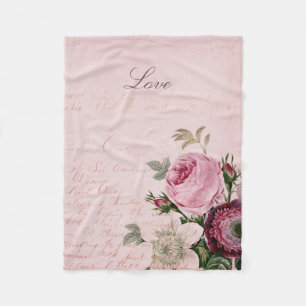 Baby Roos Peony Fleece Blanket Love Pink Deken