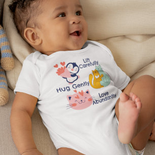 Baby Routebeschrijving - Pinguïn, katten en harten Romper