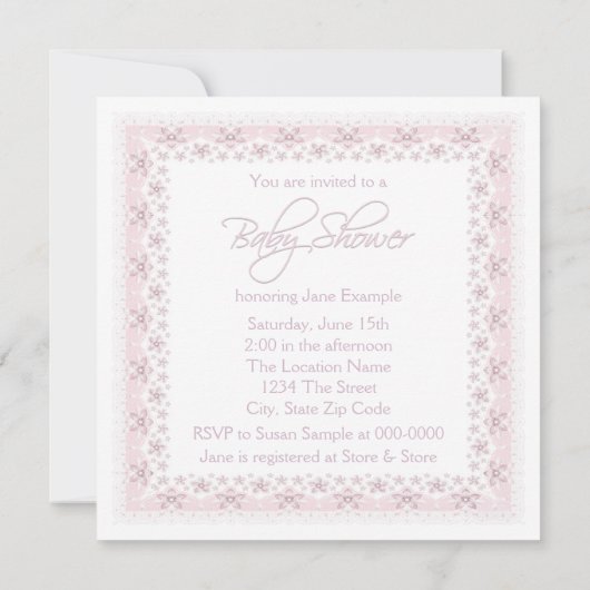 Baby Roze  Baby Meisje Douche Kaart (Achterkant)