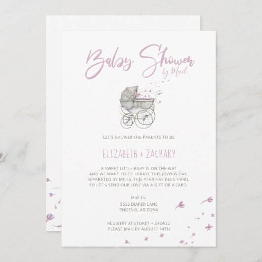  Baby Roze Baby shower per post Kaart (Voorkant / Achterkant)