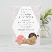 Baby roze Baby shower van de kant uitnodigen Kaart (Staand voorkant)