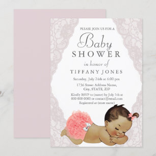  Baby roze Baby shower van de kant uitnodigen Kaart