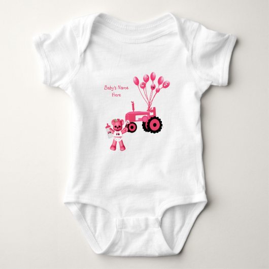 Baby Roze Beer en roze trekker T-shirt (Voorkant)
