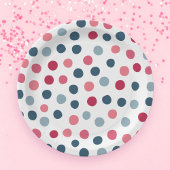 Baby Roze Blauwe Polka Dots Patroon Papier Borden Papieren Bordje
