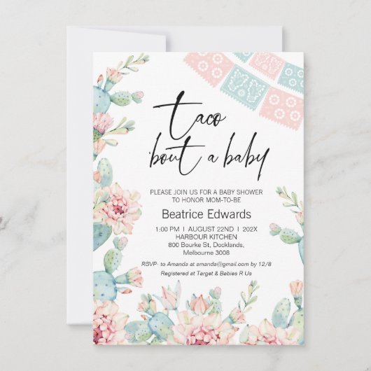 Baby roze blauwe taco zonder Baby Baby shower Kaart (Voorkant)