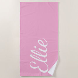 Baby Roze Bliss | Aangepaste naam in cursief schri Strandlaken