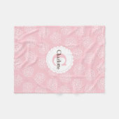 Baby Roze Bloemen Monogram Aangepaste naam Fleece Deken (Voorkant (Horizontaal))