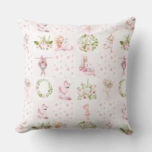 Baby Roze Bloemendieren Dekbed Nursery Patroon Kussen