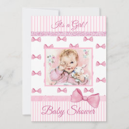  Baby roze bogen Baby shower Uitnodiging