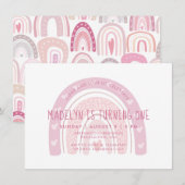 Baby roze Boho regenboogprik eerste verjaardag Kaart (Voorkant / Achterkant)