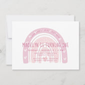 Baby roze Boho regenboogprik eerste verjaardag Kaart (Voorkant)