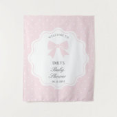 Baby Roze Bow Polka Dots Meisje Baby shower Welkom Wandkleed (Voorkant)