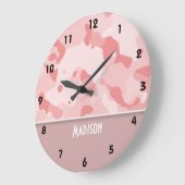 Baby Roze Camo; gepersonaliseerd Grote Klok (Hoek)