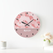 Baby Roze Camo; gepersonaliseerd Grote Klok (Huis)