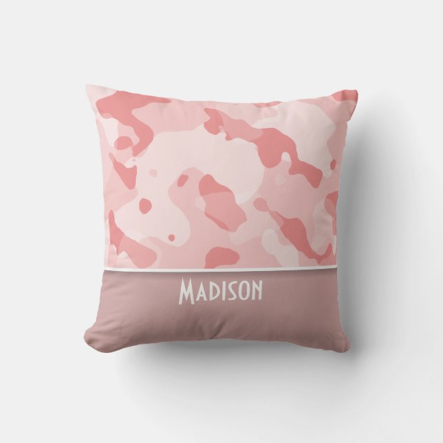Baby Roze Camo; gepersonaliseerd Kussen (Voorkant)