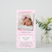 Baby Roze Damask Washi Tape Hartelijk dank Bedankkaart (Staand voorkant)