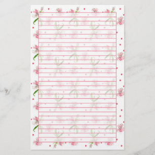 Baby roze dianthus Waterverf Flowers Lined Briefpapier