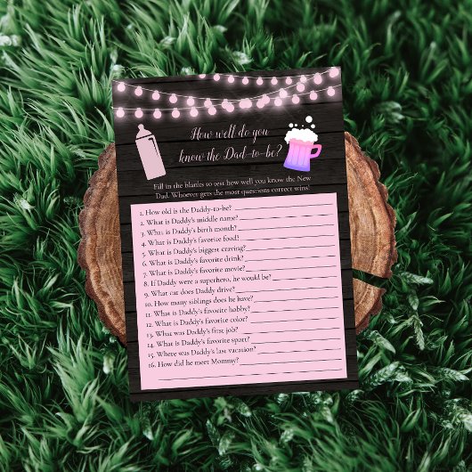 Baby roze die het beste spelletje van vader tot ma kaart