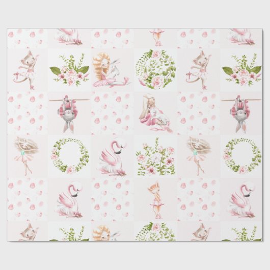 Baby roze dieren houden het neursery Patroon vol Cadeaupapier (Vlak)