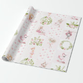 Baby roze dieren houden het neursery Patroon vol Cadeaupapier (Uitgerold)