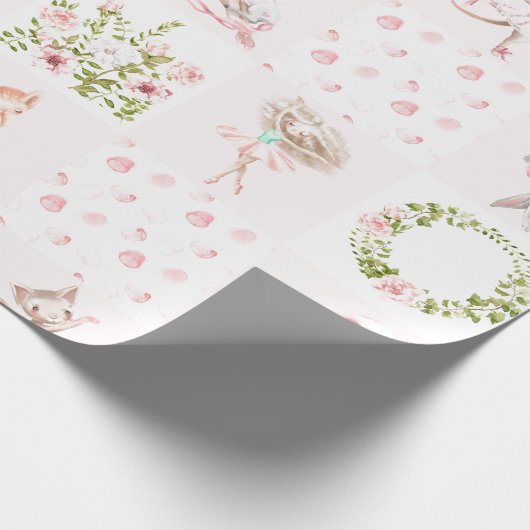 Baby roze dieren houden het neursery Patroon vol Cadeaupapier (Hoek)
