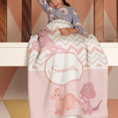 Baby Roze Dinosaur Chevron Persoonlijk Fleece Deken