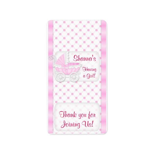 Baby roze douche Hersheys Miniatuur Snoep bar wrap Etiket (Voorkant)