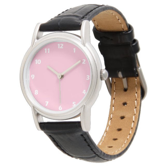 Baby roze effen kleur horloge (Gekanteld)