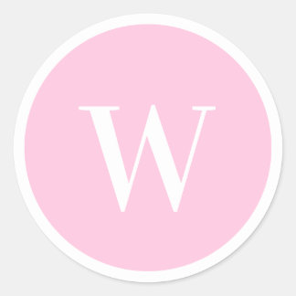 Baby Roze Elegante Stijlvolle Monogram Eerste Lett Ronde Sticker