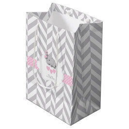 Baby roze ellephant-design - Babymeisje Medium Cadeauzakje