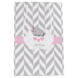 Baby roze ellephant-design - Babymeisje Medium Cadeauzakje