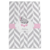 Baby roze ellephant-design - Babymeisje Medium Cadeauzakje (Achterkant)