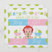 Baby Roze en Blauw Geslacht Onthullen Uitnodiging  (Voorkant / Achterkant)