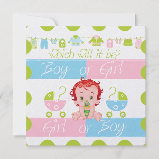 Baby Roze en Blauw Geslacht Onthullen Uitnodiging  (Voorkant)