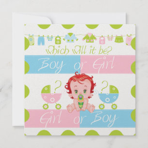 Baby Roze en Blauw Geslacht Onthullen Uitnodiging 