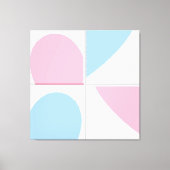 Baby Roze en Blauw Minimalistische Abstracte Hart  Canvas Afdruk (Voorkant)