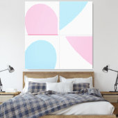 Baby Roze en Blauw Minimalistische Abstracte Hart  Canvas Afdruk (Insitu (Slaapkamer))
