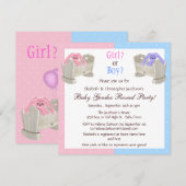 Baby Roze en Blauwe Bunnies & Wiegjes onthullen Kaart (Voorkant / Achterkant)