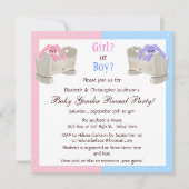 Baby Roze en Blauwe Bunnies & Wiegjes onthullen Kaart (Voorkant)