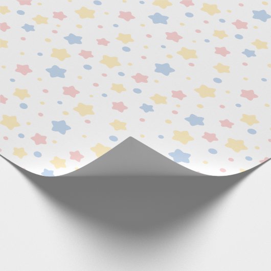 Baby Roze en Blauwe Sterren Patroon Cadeaupapier (Hoek)