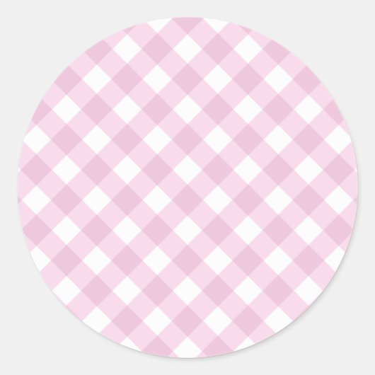 Baby Roze en White Gingham Pattern Ronde Sticker (Voorkant)