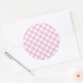 Baby Roze en White Gingham Pattern Ronde Sticker (Envelop)