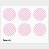 Baby Roze en White Gingham Pattern Ronde Sticker (Vel)