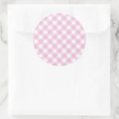 Baby Roze en White Gingham Pattern Ronde Sticker (Tas)